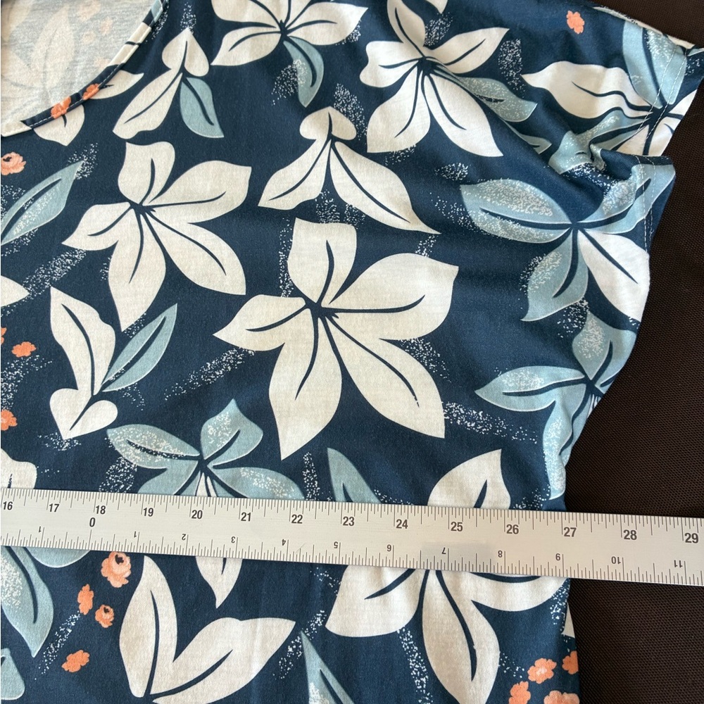 Navy Floral Shift Dress with White & Light Blue Blooms - Picture 3 of 4